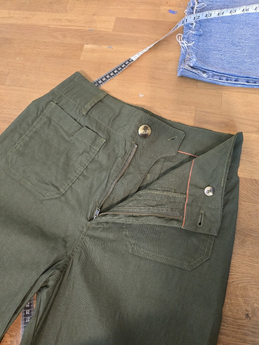 Maeve The Colette Wide-Leg Pants – Olive Green Magic Fabric Crop Size 29 Holly - Picture 10 of 13